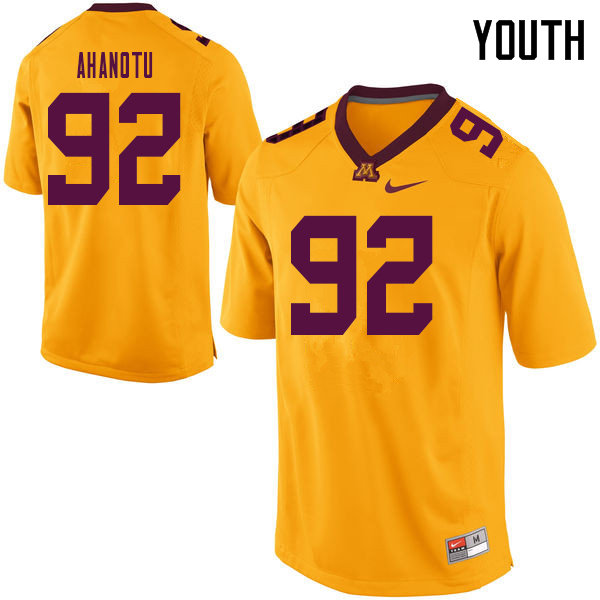Youth #92 Mayan Ahanotu Minnesota Golden Gophers College Football Jerseys Sale-Yellow - Click Image to Close